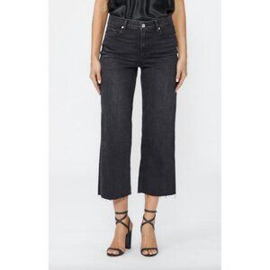 PAIGE Nellie High Rise Size 34 Raw Hem Denim Culottes Black Willow NWT